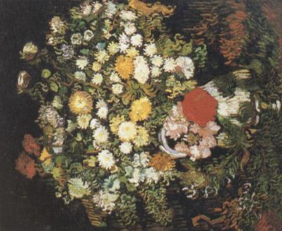 Vincent Van Gogh Chrysanthemums and Wild Flowers in a Vase (nn04) china oil painting image